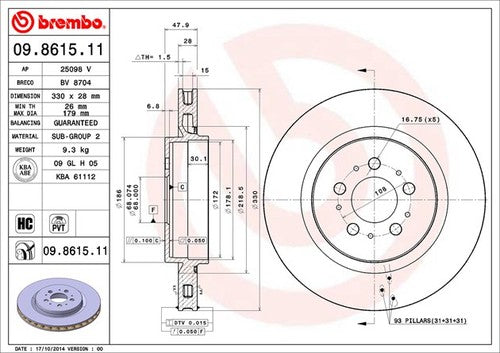 Brembo 09861511C02 BRAKE ROTORS