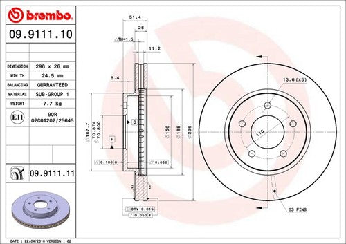 Brembo 09911111C02 BRAKE ROTORS
