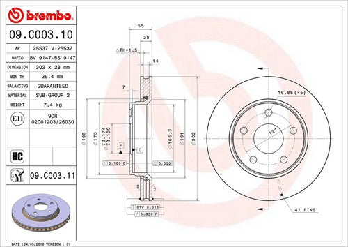 Brembo 09C00311C02 BRAKE ROTORS