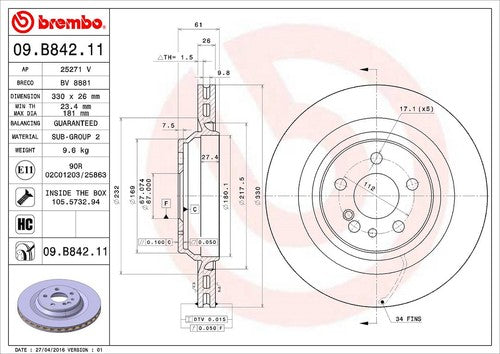 Brembo 09B84211C02 BRAKE ROTORS