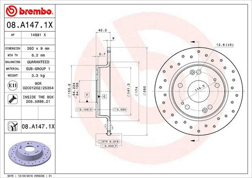 Brembo 08A1471XC02 Xtra BRAKE ROTORS