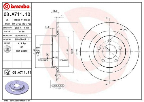 Brembo 08A71111C02 BRAKE ROTORS