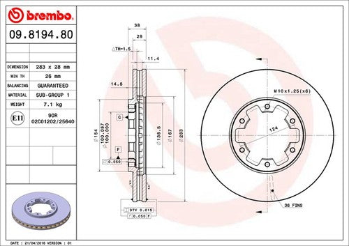 Brembo 09819480C02 BRAKE ROTORS