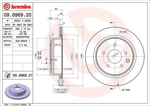 Brembo 09896921C02 BRAKE ROTORS