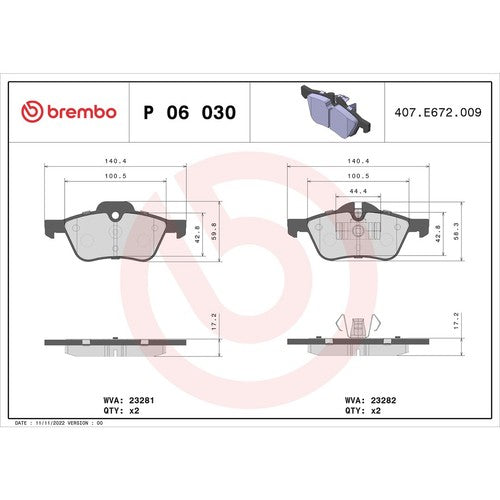 Brembo Front Low-Metallic Brake Pads Fits 2002-2008 Mini Cooper P06030