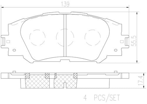 Brembo Front Ceramic Brake Pads Fits 2014-2019 Toyota Corolla 4Pc Brakes P83155N