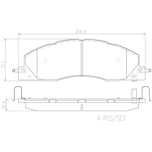 Brembo Front Ceramic Brake Pads Fits 2011-2018 Ram 2500 4 Pc Brake Set P18039N