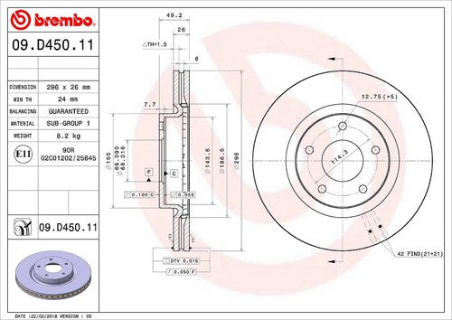Brembo 09D45011C02 BRAKE ROTORS