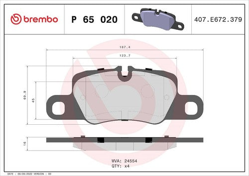 Brembo Front Low Metallic Brake Pads Fits 2010-2023 Porsche Panamera 4 Pc P65020