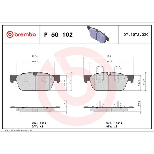 Brembo Front Low Metallic Brake Pads Fits 2013-2016 Mercedes-Benz GL450 P50102