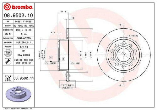 Brembo 08950211C02 BRAKE ROTORS