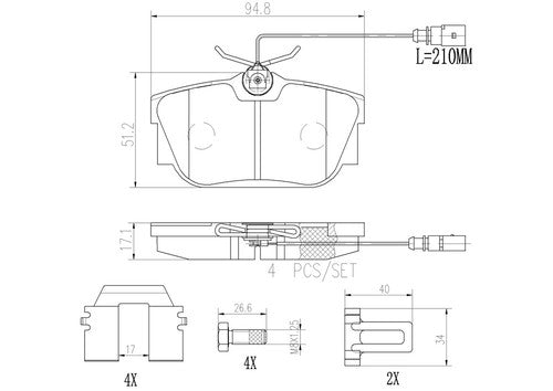 Brembo Rear Ceramic Brake Pads Fits 1999-2003 Volkswagen EuroVan 4 Pc P85046N