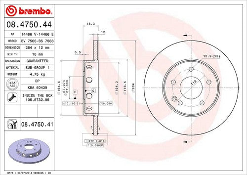 Brembo 08475041C02 BRAKE ROTORS