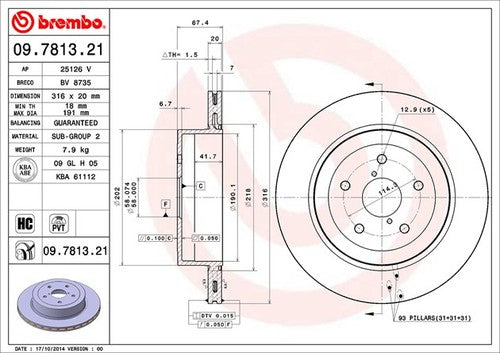 Brembo 09781321C02 BRAKE ROTORS