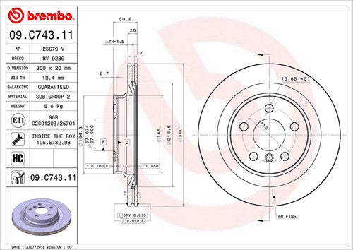Brembo 09C74311C02 BRAKE ROTORS