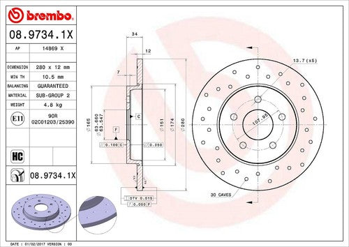 Brembo 0897341XC02 Xtra BRAKE ROTORS
