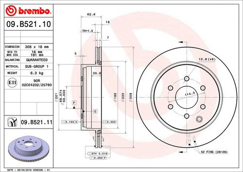Brembo 09B52111C02 BRAKE ROTORS