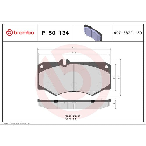 Brembo Front Low Metallic Brake Pads Fits 2009-2018 Mercedes-Benz G550 P50134