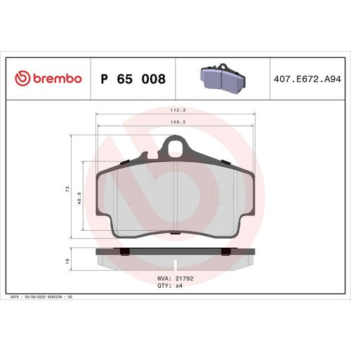 Brembo Rear Low Metallic Brake Pads Fits 1999-2008 Porsche 911 Brakes P65008