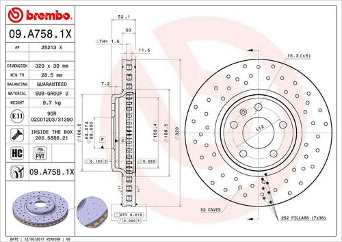 Brembo 09A7581XC02 Xtra BRAKE ROTORS