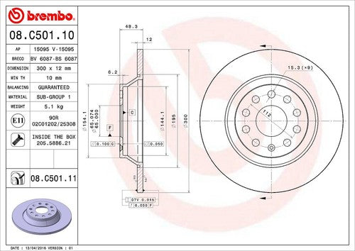 Brembo 08C50111C02 BRAKE ROTORS
