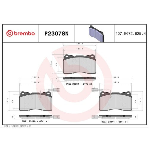 Brembo Front Ceramic Brake Pads Fits 2004-2007 Volvo S60 V70 4 Pc Brakes P23078N