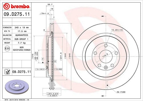 Brembo 09D27511C02 BRAKE ROTORS