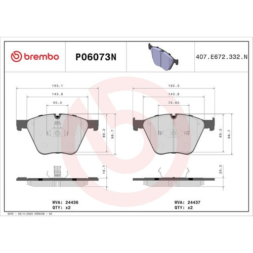 Brembo Front Ceramic Brake Pads Fits 2010-2015 BMW 760Li Brake Pads P06073N