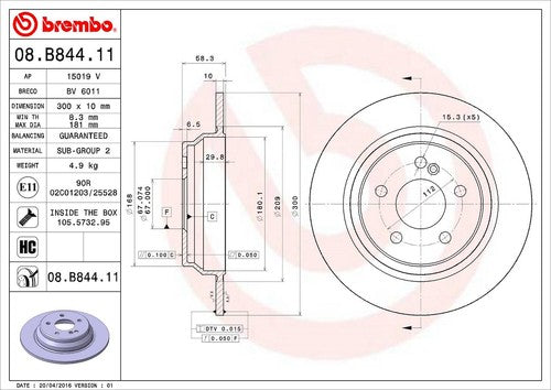 Brembo 08B84411C02 BRAKE ROTORS