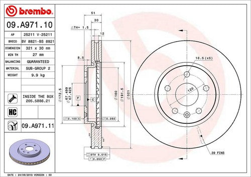 Brembo 09A97111C02 BRAKE ROTORS