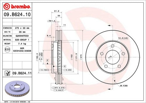 Brembo 09B62411C02 BRAKE ROTORS