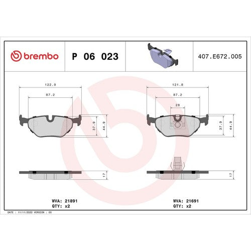 Brembo Front Low-Metallic Brake Pads Fits 1997-2003 BMW 540i P06023