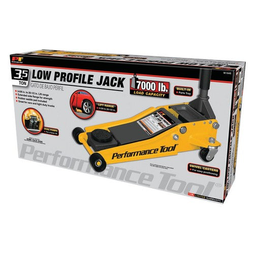 Performance Tool W1645 Professional Low-Profile Swiveling Floor Jack, 3.5-Ton Ca