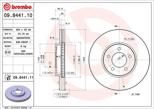 Brembo 09844111C02 BRAKE ROTORS