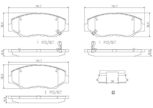 Brembo Front Ceramic Brake Pads Fits 2012-2021 Honda Civic 4 Pc Brakes P28035N