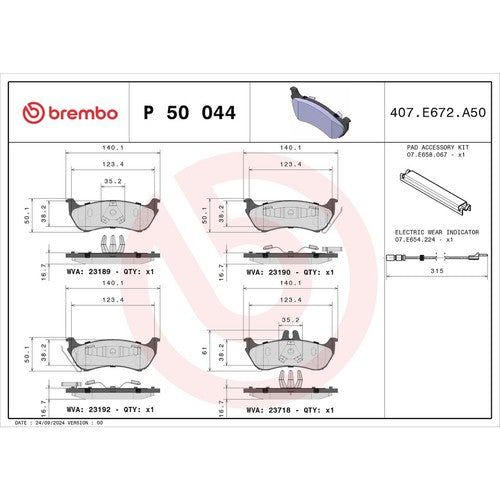 Brembo Rear Low Metallic Brake Pads Fits 1998-2003 Mercedes-Benz ML320 P50044