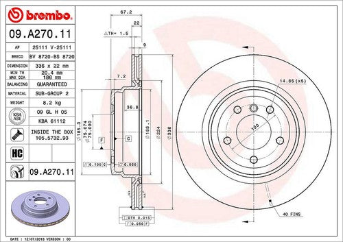 Brembo 09A27011C02 BRAKE ROTORS