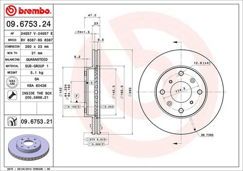 Brembo 09675321C02 BRAKE ROTORS
