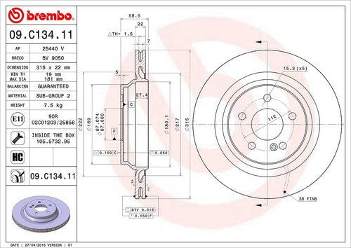 Brembo 09C13411C02 BRAKE ROTORS