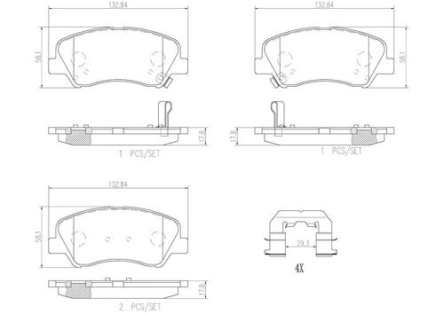 Brembo Front Ceramic Brake Pads Fits 2011-2022 Hyundai Accent 4 Piece P18025N