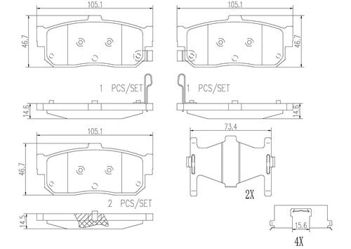 Brembo Rear Ceramic Brake Pads Fits 1993-2001 Nissan Altima 4 Pc Brakes P56029N