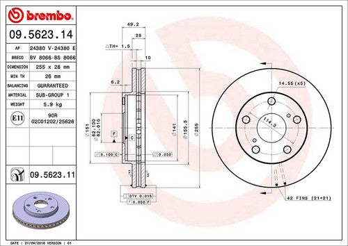 Brembo 09562311C02 BRAKE ROTORS