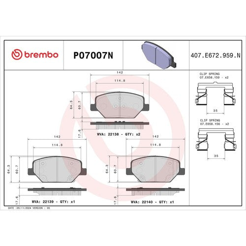 Brembo Front Ceramic Brake Pads Fits 2017-2019 Buick LaCrosse Brake Pads P07007N