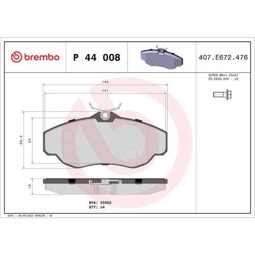 Brembo Front Low Metallic Brake Pad Fits 1995-2002 Land Rover Range Rover P44008
