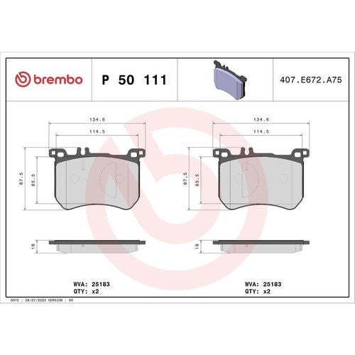 Brembo Front Low Metallic Brake Pads Fits 2013-2020 Mercedes-Benz SL550 P50111
