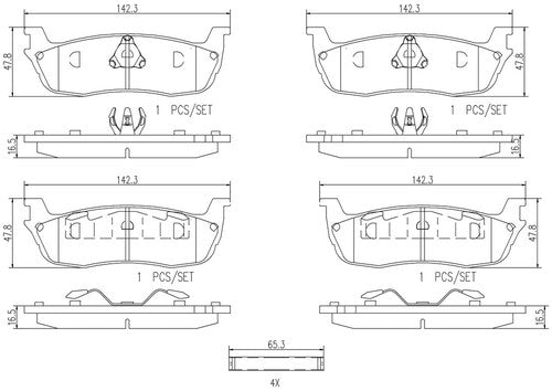 Brembo Rear Ceramic Brake Pads Fits 1999-2003 Ford F-150 4 Pc Brake Set P24083N