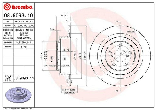 Brembo 08909311C02 BRAKE ROTORS