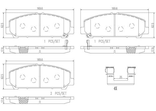 Brembo Front Ceramic Brake Pads Fits 2014-2024 Infiniti QX80 4 Pc Brakes P56079N