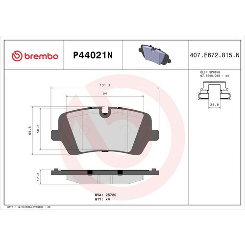 Brembo Rear Ceramic Brake Pads Fits 2020-2025 Land Rover Defender 110 P44021N