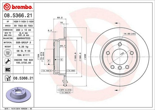 Brembo 08536621C02 BRAKE ROTORS